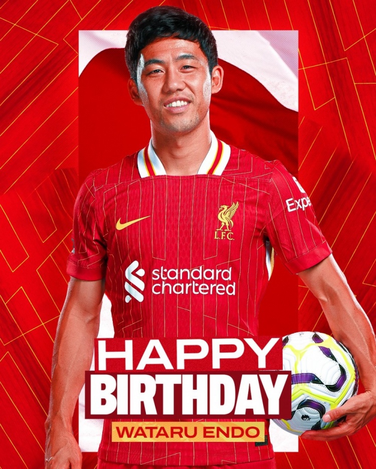  利物浦祝遠(yuǎn)藤航32歲生日快樂，球員加盟紅軍至今出戰(zhàn)62場比賽