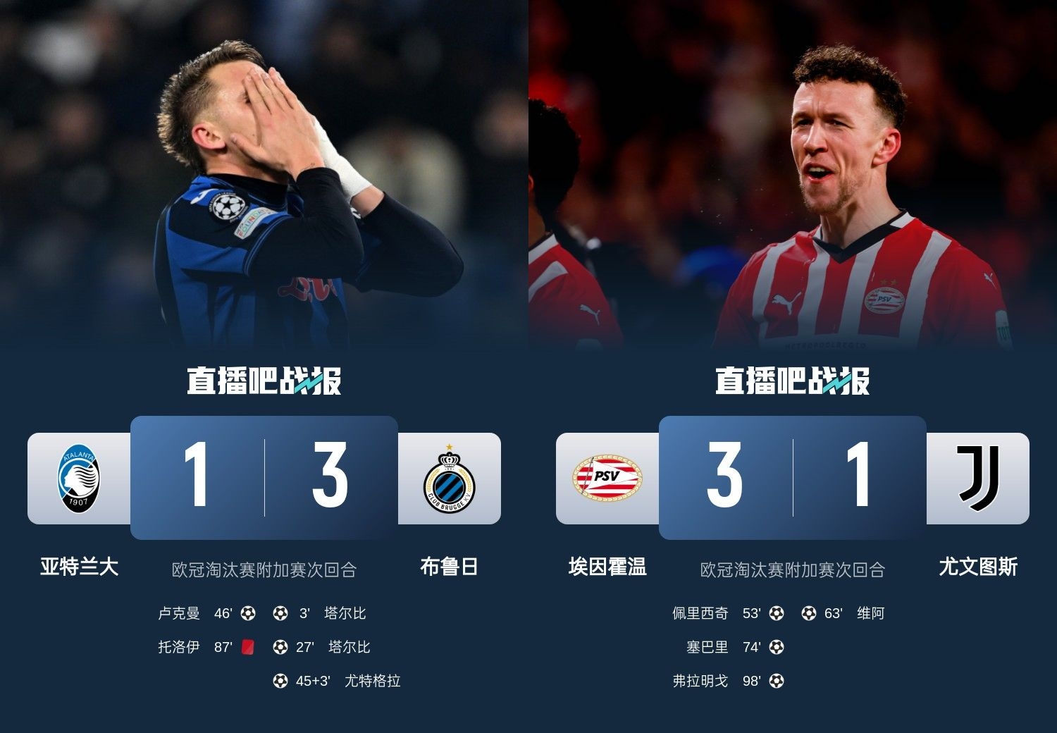  真是意甲拉垮？PSV淘汰尤文后3連敗，布魯日爆冷真藍(lán)黑后1勝難求