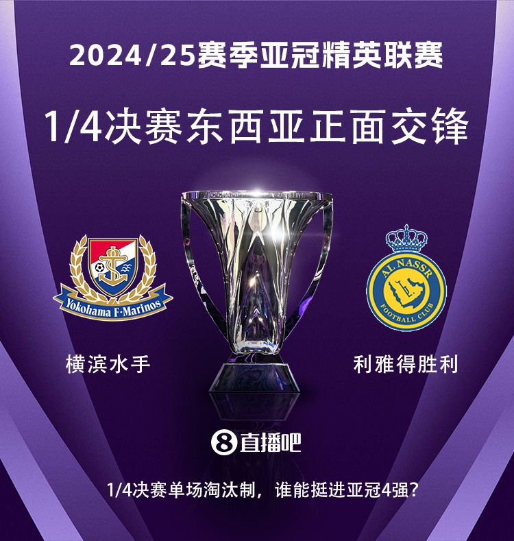 亞冠1/4決賽對(duì)陣：利雅得勝利vs橫濱水手，C羅vs安德森-洛佩斯！