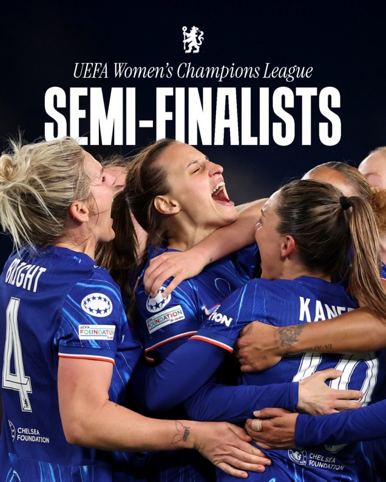  女足歐冠：切爾西3-0曼城&總比分3-2逆轉晉級四強，將對陣巴薩